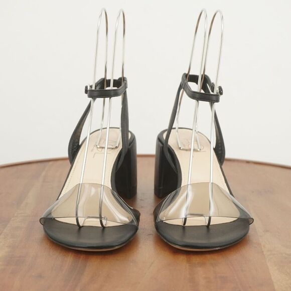 AGL Womens Isabelle 70MM Sandals Ankle Strap Clear Plexi Black Leather 38.5 /8.5 - Picture 3 of 9